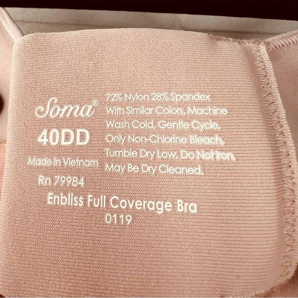 NWT Soma Enbliss Full Coverage Lined Underwire Bra 40DD Adobe Rose Pink #0526 - Picture 8 of 13